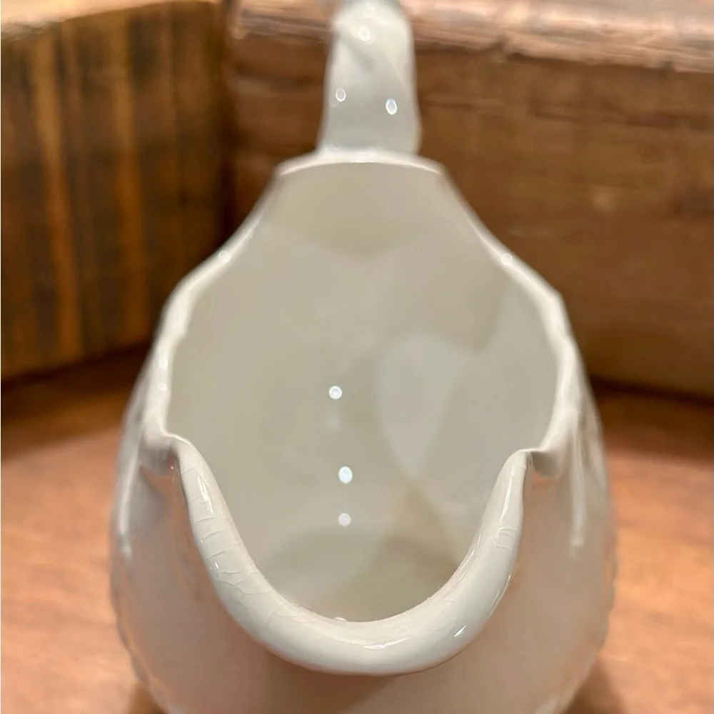Valley Forge Vintage Creamy Ironstone Gravy Boat and Saucer